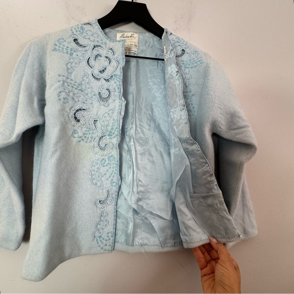 Vintage Barbara Lee Passport Collection Lambswool Hand Decorated Cardigan - Picture 6 of 16